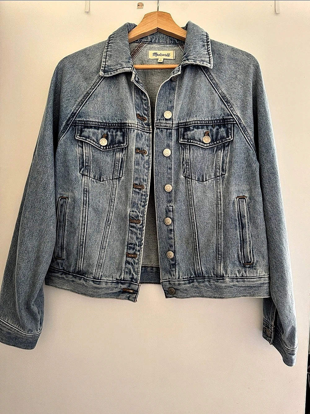 Madewell The Raglan Oversized Jean Jacket Blue Small